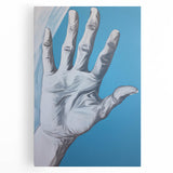 Electric Hand Art Canvas: Abstract Blue and White Modern Wall Print