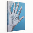 Electric Hand Art Canvas: Abstract Blue and White Modern Wall Print