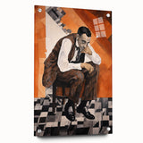 Modern Cubist Portrait Art: Abstract Electric Design on Canvas Print