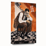 Modern Cubist Portrait Art: Abstract Electric Design on Canvas Print