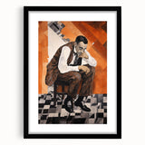 Modern Cubist Portrait Art: Abstract Electric Design on Canvas Print