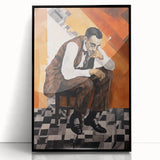 Modern Cubist Portrait Art: Abstract Electric Design on Canvas Print