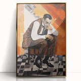 Modern Cubist Portrait Art: Abstract Electric Design on Canvas Print