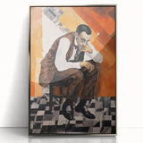 Modern Cubist Portrait Art: Abstract Electric Design on Canvas Print