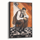 Modern Cubist Portrait Art: Abstract Electric Design on Canvas Print