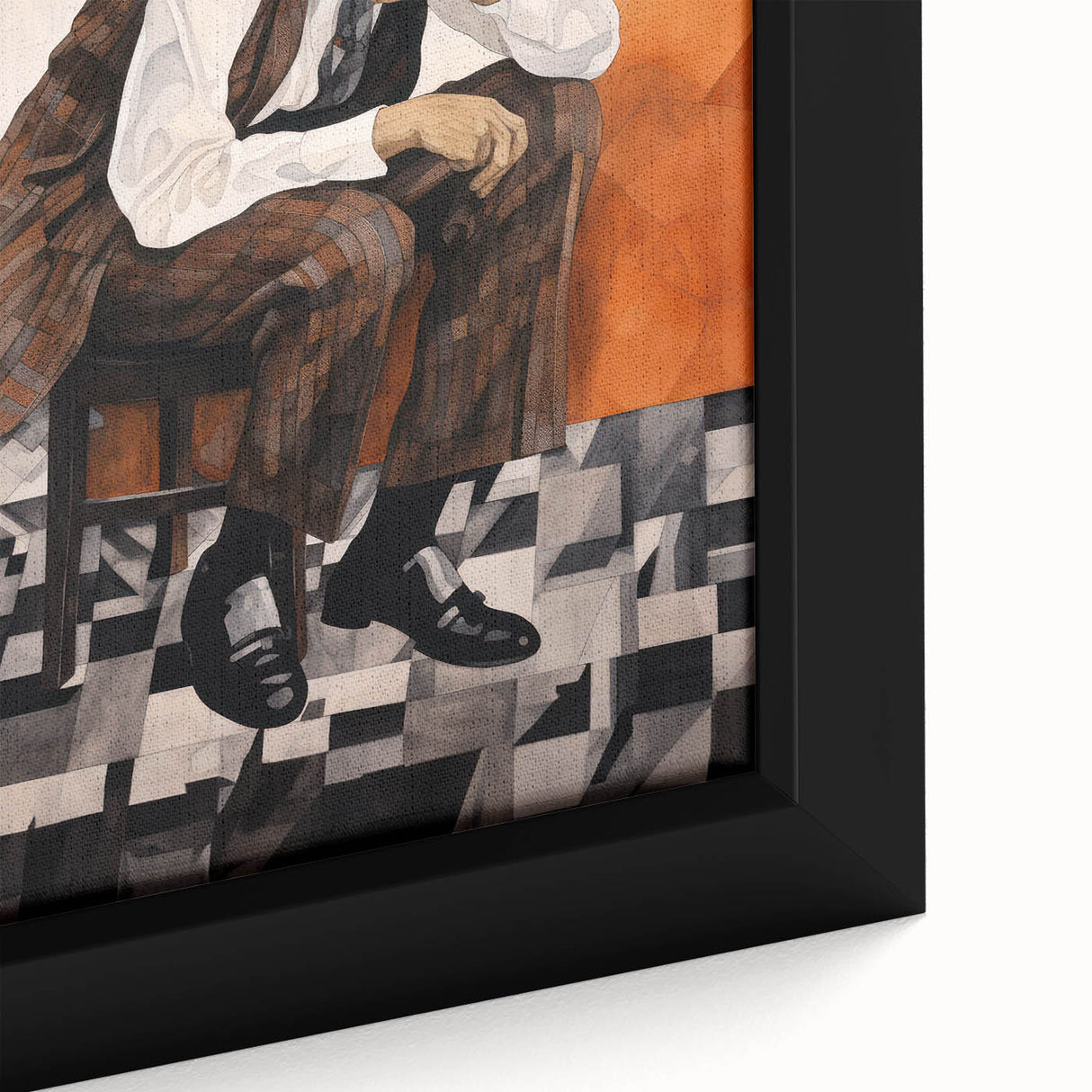 Modern Cubist Portrait Art: Abstract Electric Design on Canvas Print