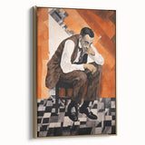 Modern Cubist Portrait Art: Abstract Electric Design on Canvas Print