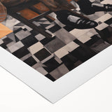 Modern Cubist Portrait Art: Abstract Electric Design on Canvas Print