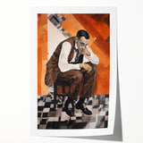 Modern Cubist Portrait Art: Abstract Electric Design on Canvas Print