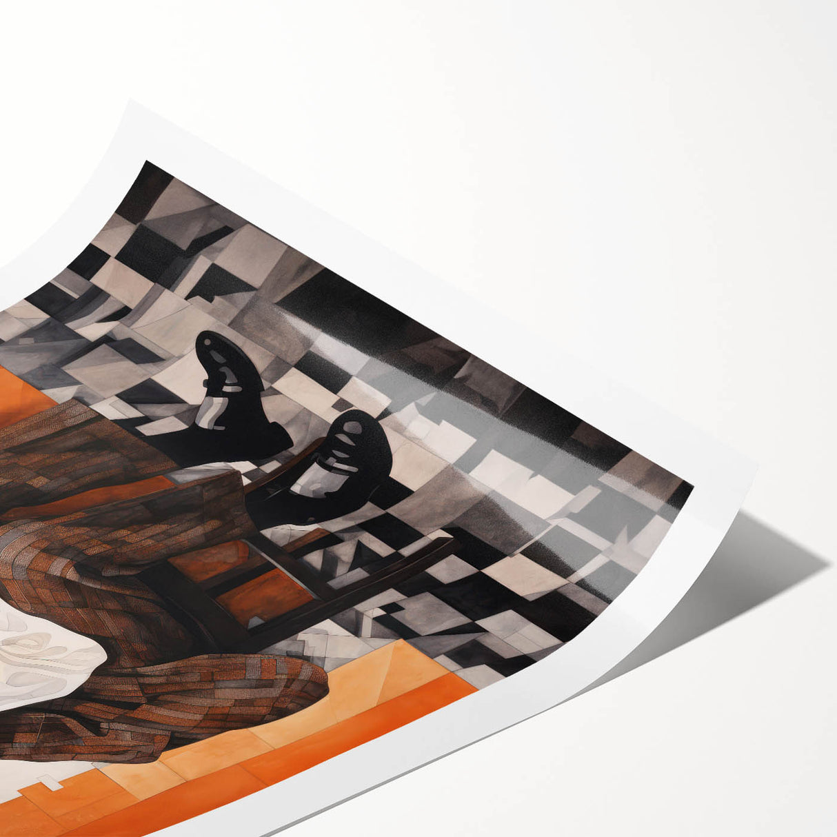 Modern Cubist Portrait Art: Abstract Electric Design on Canvas Print