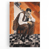 Modern Cubist Portrait Art: Abstract Electric Design on Canvas Print