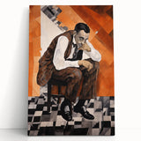 Modern Cubist Portrait Art: Abstract Electric Design on Canvas Print