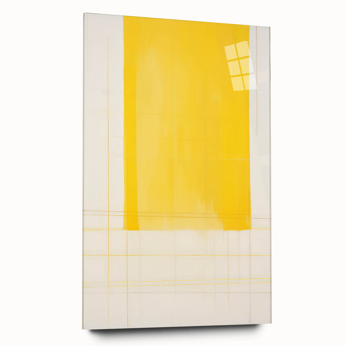 Abstract Yellow Electric Art: Minimalist Geometric Canvas for Modern Decor