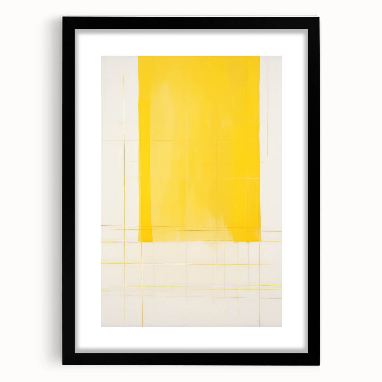 Abstract Yellow Electric Art: Minimalist Geometric Canvas for Modern Decor