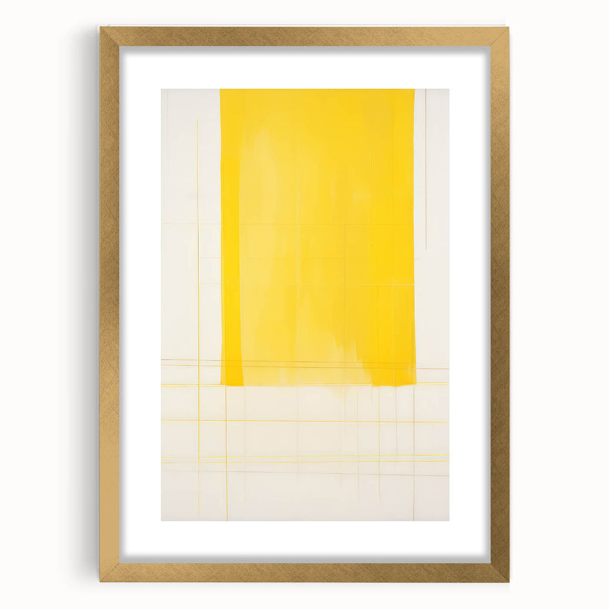 Abstract Yellow Electric Art: Minimalist Geometric Canvas for Modern Decor