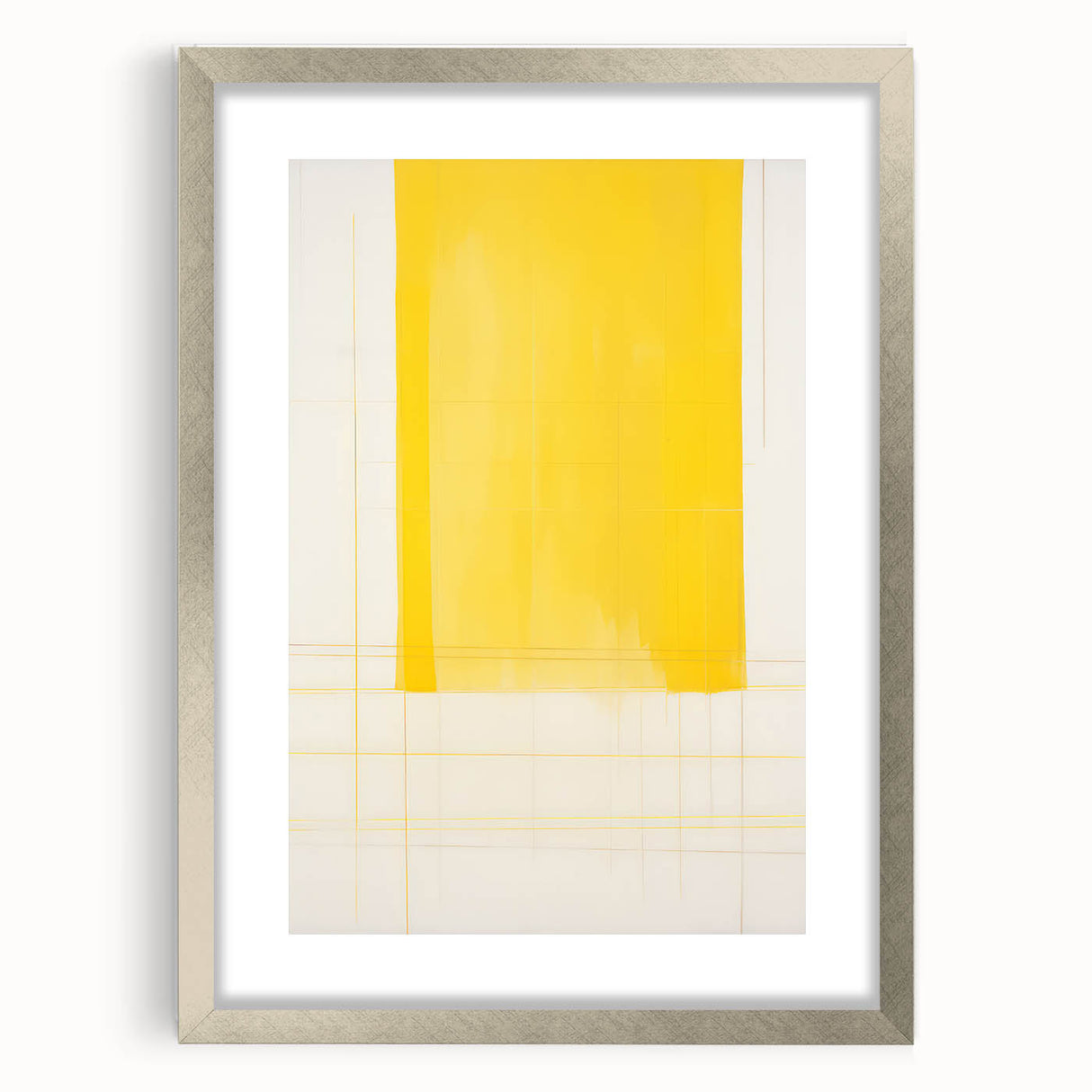 Abstract Yellow Electric Art: Minimalist Geometric Canvas for Modern Decor