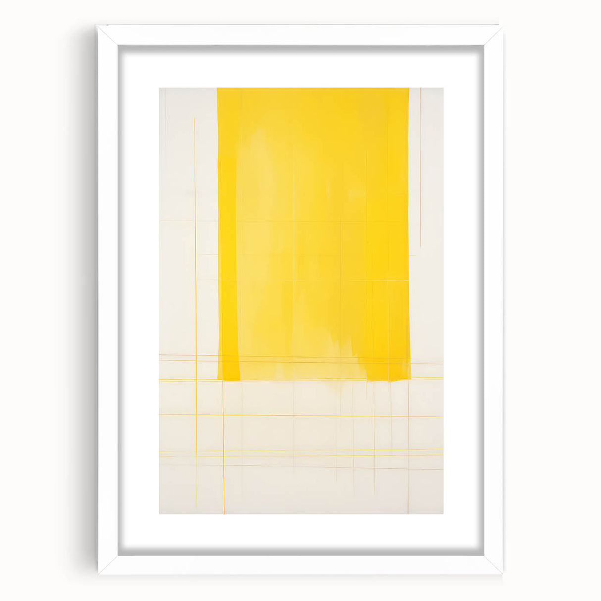 Abstract Yellow Electric Art: Minimalist Geometric Canvas for Modern Decor
