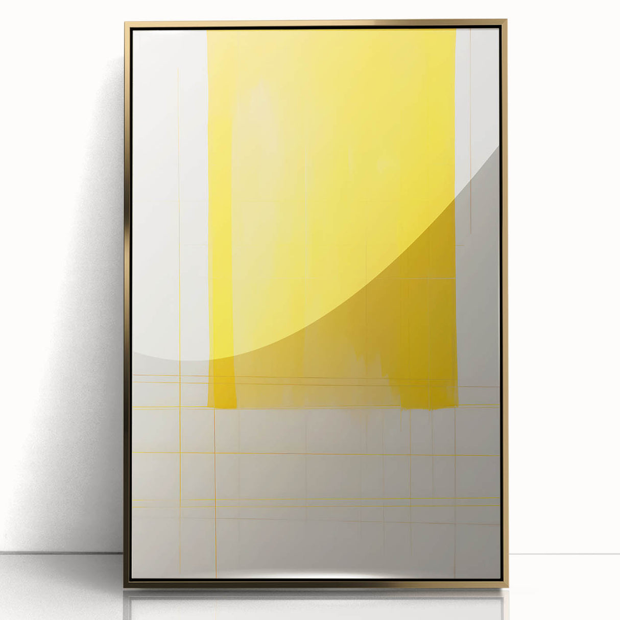 Abstract Yellow Electric Art: Minimalist Geometric Canvas for Modern Decor