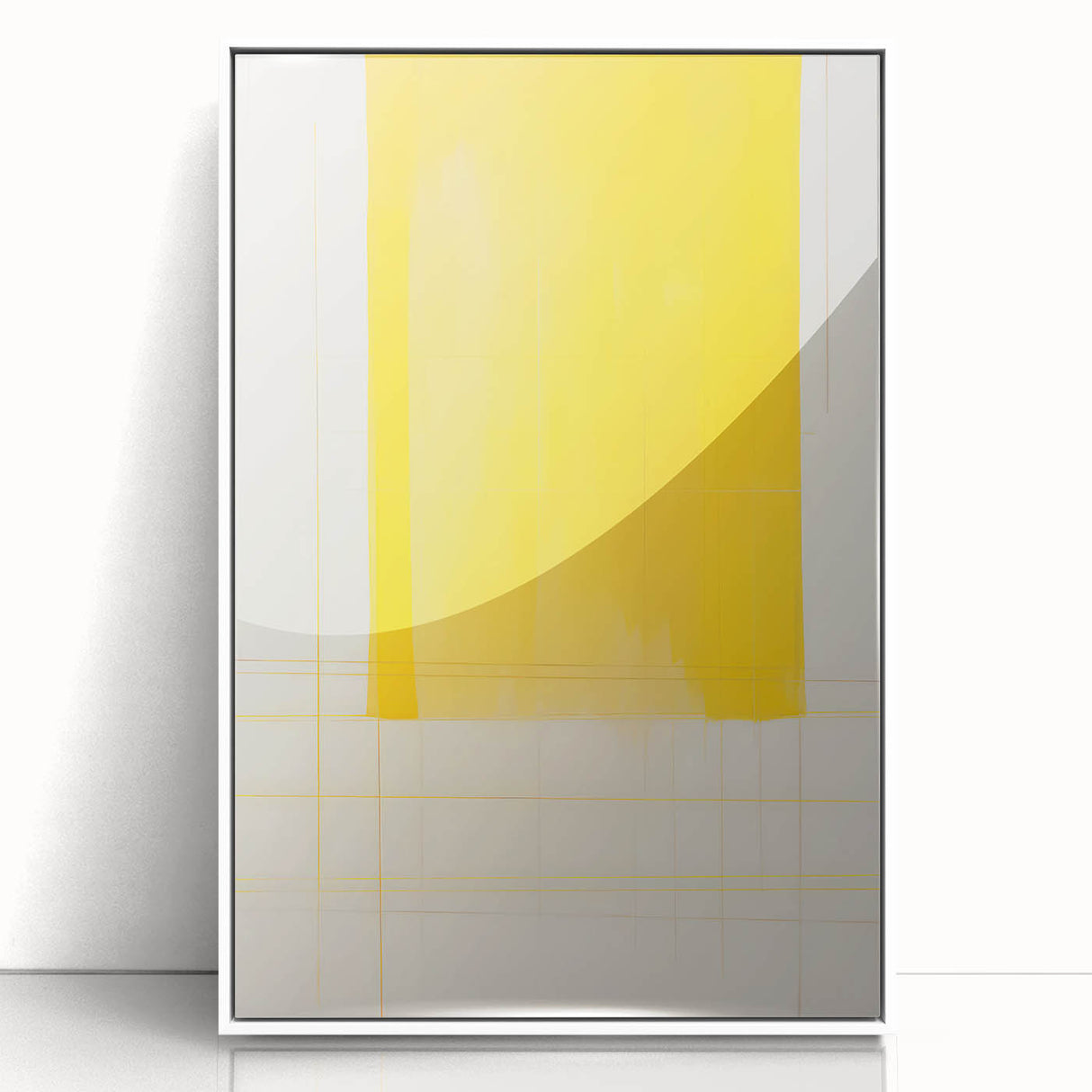 Abstract Yellow Electric Art: Minimalist Geometric Canvas for Modern Decor