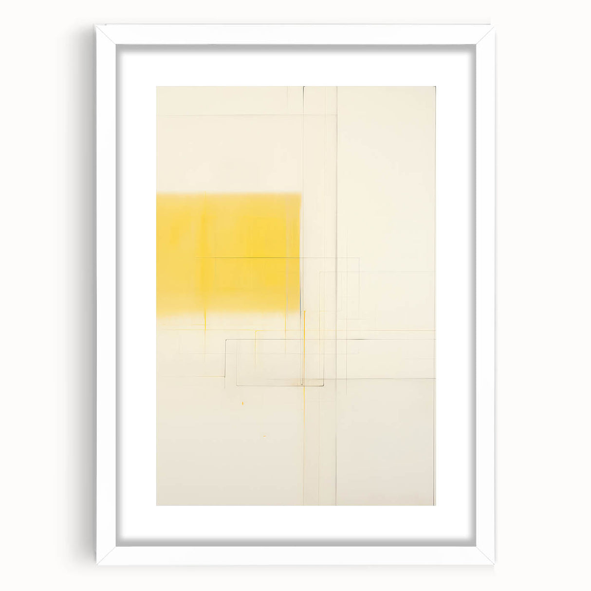 Minimalist Yellow Electric Canvas Art: Abstract Geometric Wall Print