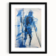 Abstract Electric Blue Figure Art: Dynamic Modern Canvas Wall Print