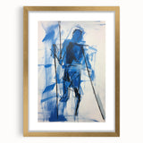 Abstract Electric Blue Figure Art: Dynamic Modern Canvas Wall Print