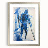 Abstract Electric Blue Figure Art: Dynamic Modern Canvas Wall Print