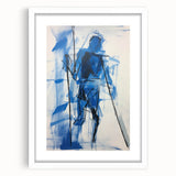 Abstract Electric Blue Figure Art: Dynamic Modern Canvas Wall Print