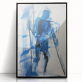 Abstract Electric Blue Figure Art: Dynamic Modern Canvas Wall Print