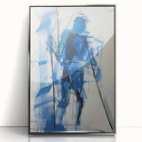 Abstract Electric Blue Figure Art: Dynamic Modern Canvas Wall Print