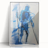 Abstract Electric Blue Figure Art: Dynamic Modern Canvas Wall Print