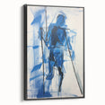 Abstract Electric Blue Figure Art: Dynamic Modern Canvas Wall Print