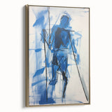Abstract Electric Blue Figure Art: Dynamic Modern Canvas Wall Print
