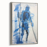 Abstract Electric Blue Figure Art: Dynamic Modern Canvas Wall Print