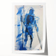 Abstract Electric Blue Figure Art: Dynamic Modern Canvas Wall Print
