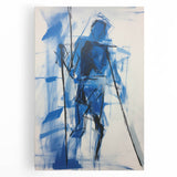 Abstract Electric Blue Figure Art: Dynamic Modern Canvas Wall Print