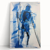 Abstract Electric Blue Figure Art: Dynamic Modern Canvas Wall Print
