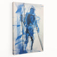 Abstract Electric Blue Figure Art: Dynamic Modern Canvas Wall Print