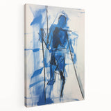 Abstract Electric Blue Figure Art: Dynamic Modern Canvas Wall Print