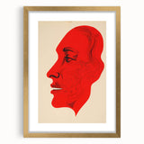 Bold Electric Red Portrait Art: Abstract Modern Face Canvas Wall Print