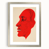 Bold Electric Red Portrait Art: Abstract Modern Face Canvas Wall Print