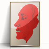 Bold Electric Red Portrait Art: Abstract Modern Face Canvas Wall Print