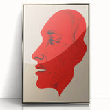 Bold Electric Red Portrait Art: Abstract Modern Face Canvas Wall Print