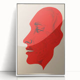 Bold Electric Red Portrait Art: Abstract Modern Face Canvas Wall Print