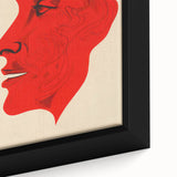 Bold Electric Red Portrait Art: Abstract Modern Face Canvas Wall Print