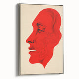 Bold Electric Red Portrait Art: Abstract Modern Face Canvas Wall Print