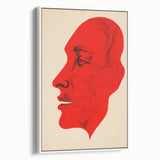 Bold Electric Red Portrait Art: Abstract Modern Face Canvas Wall Print