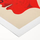 Bold Electric Red Portrait Art: Abstract Modern Face Canvas Wall Print