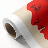 Bold Electric Red Portrait Art: Abstract Modern Face Canvas Wall Print