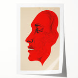 Bold Electric Red Portrait Art: Abstract Modern Face Canvas Wall Print